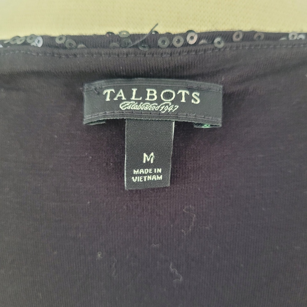 Talbots Black Sequin Scoop Neck Tank Top SZ Medium - Picture 7 of 10